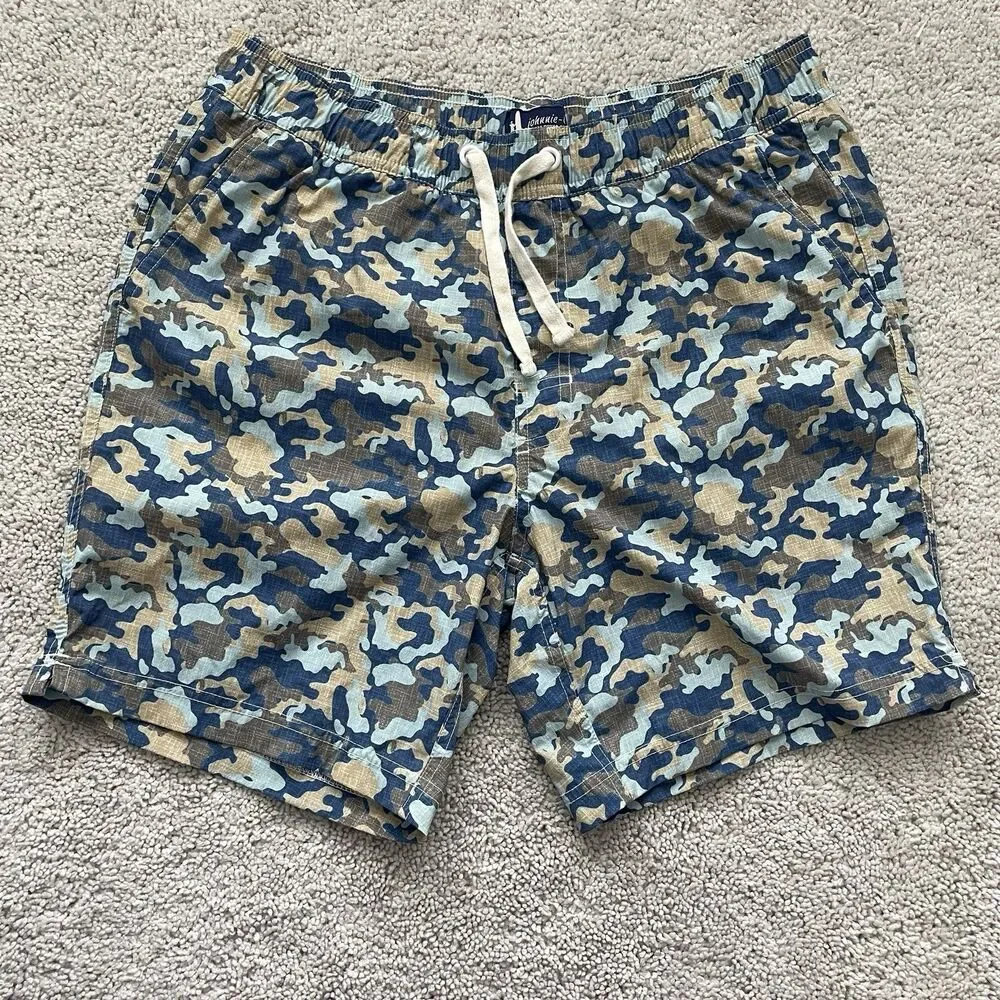 Johnnie O Trunks Mens Camo Swimwear Athleisure Nautical Trunks 29Wx7L